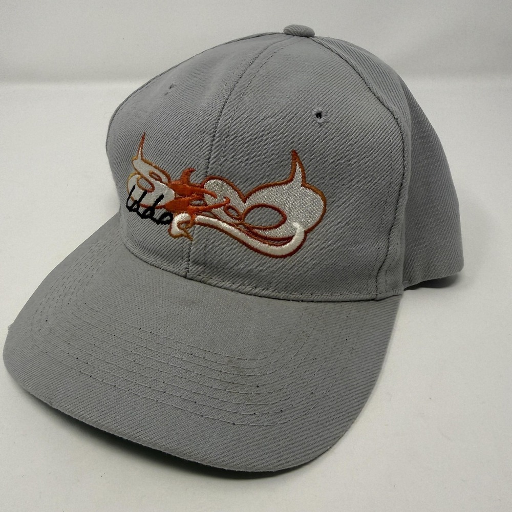 Vintage Tribal Flame Hat Cap Snap Back Gray Mens One Size Embroidered Logo 90s